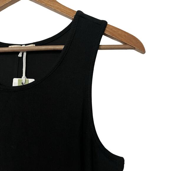 Marine Layer Lexi Ribbed Daytime Midi Dress Size L Black Bodycon Stretch NWT - Picture 3 of 9